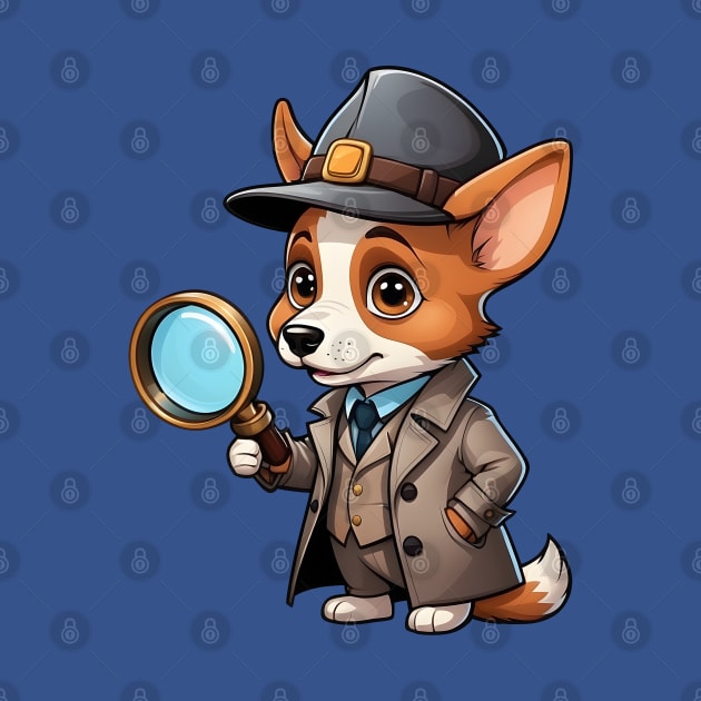 Cute Detective Dog with Magnifying Glass by Leon Star Shop