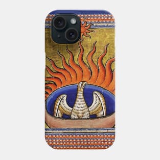 MEDIEVAL BESTIARY,PHOENIX IN RED FLAMES,TREE OF LIFE ,BIRDS,DRAGONS FANTASTIC ANIMALS IN GOLD RED BLUE COLORS Phone Case