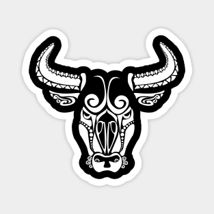 Bull Face Artistic Design White on Black Magnet