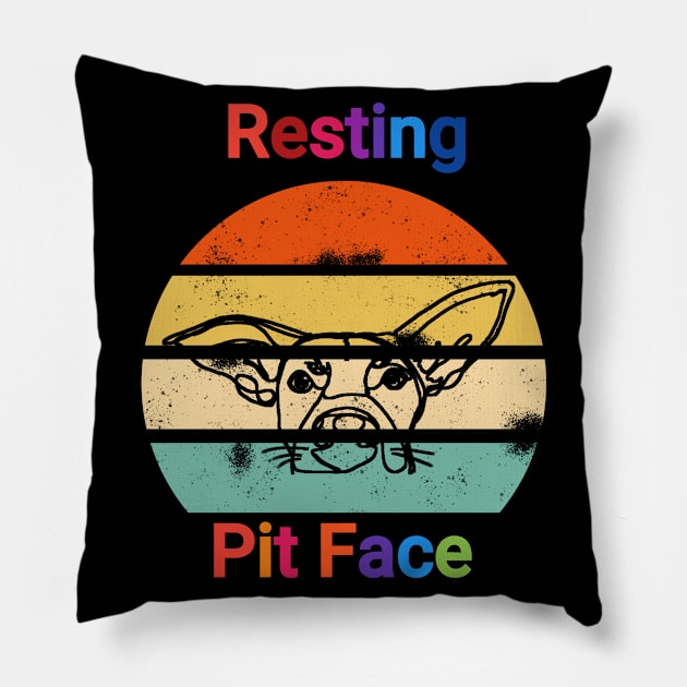 Vintage resting pit face dog Pillow by FouadBelbachir46