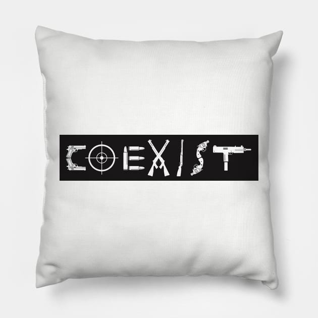 Coexist - GUNS Pillow by  The best hard hat stickers 