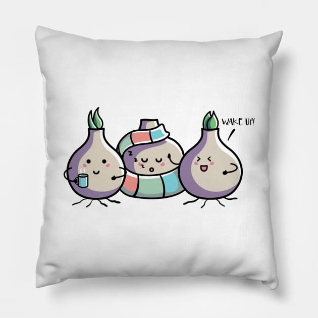 Kawaii Cute Spring Bulbs Pillow by freeves