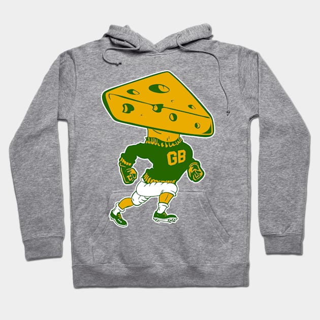 Green Bay Retro Mascot Cheese Head Man - Green Bay Packers - Hoodie