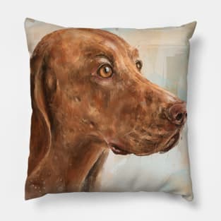 Painting of a Hungarian Vizsla from the Side Pillow