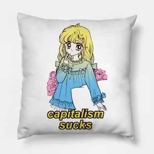 Capitalism Sucks / Kawaii Meme Design Pillow