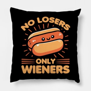 No Losers Only Wieners Funny Pun For Hot Dog Lover Pillow