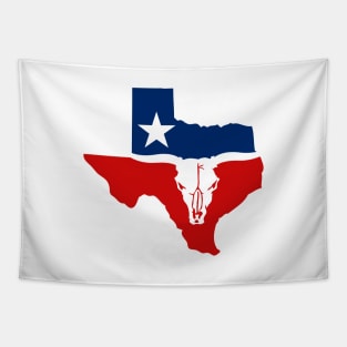 Texas Longhorn Skull With State Flag Tapestry