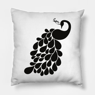 Traditional Black Peacock Emboss Pillow