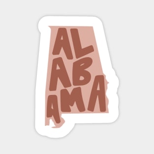 Alabama Doodle Letters Map Outline- crimson/red Magnet
