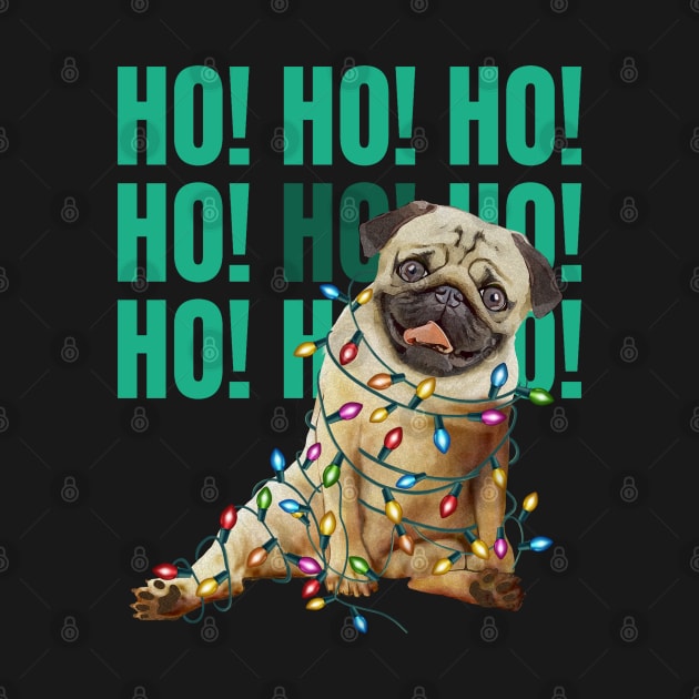Pug lovers Christmas time, Christmas lights and HO HO HO!| by Collagedream
