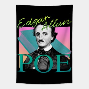 Edgar Allan Poe 80's Retro Neon Aesthetic Tapestry