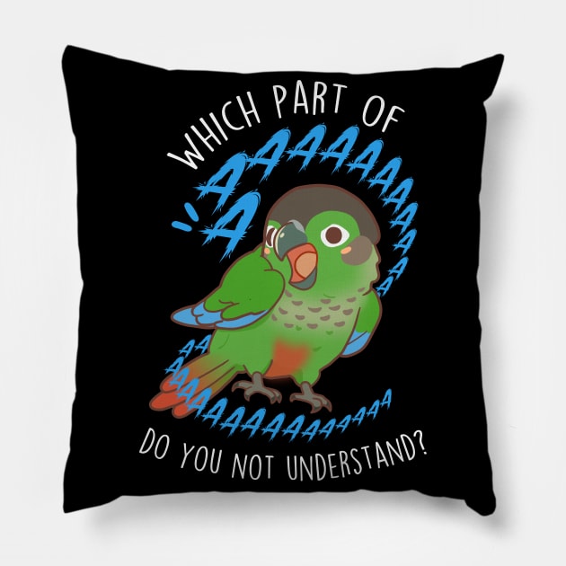 Green-cheeked Conure Parrot Aaaa Pillow by Psitta