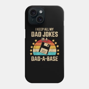 Funny dad jokes in dad-a-base vintage for father's day Phone Case