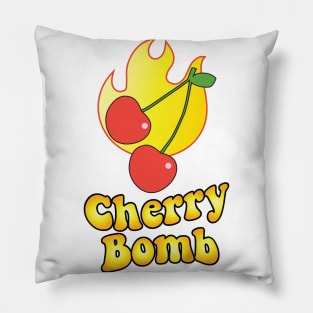 Yellow and Cherry Bomb Flaming Design Pillow