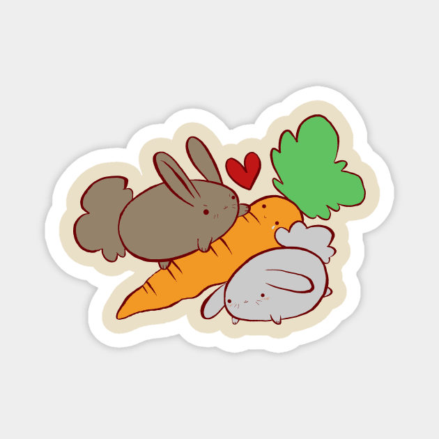 Hungry Bunnies and Carrot Magnet by saradaboru