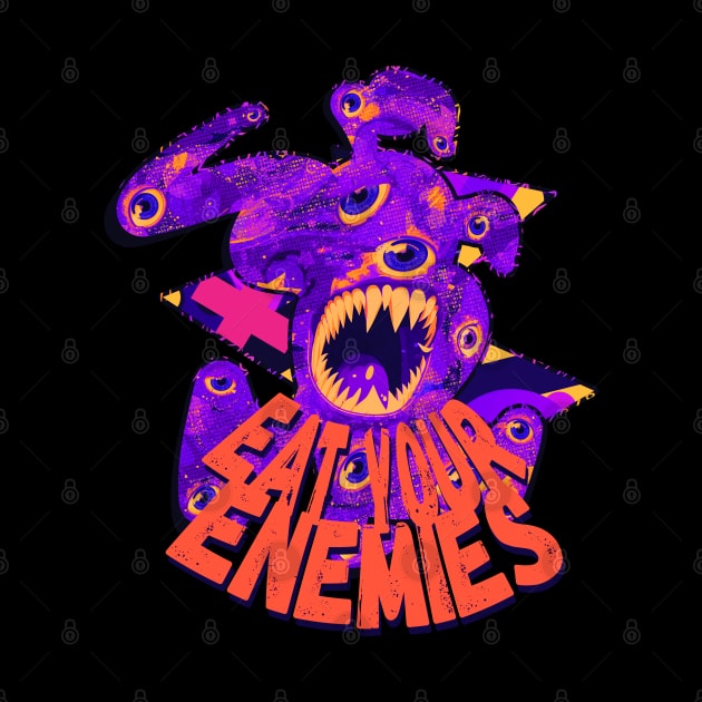 Eat Your Enemies - Purple Monster with Sharp Teeth by AnAzArt