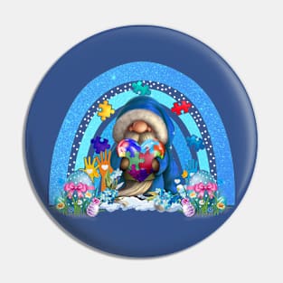 Cute Gnome Rainbow Autism Awareness Easter Day 2024 Pin