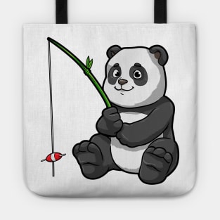 Panda at Fishing with Bamboo Fishing rod Tote