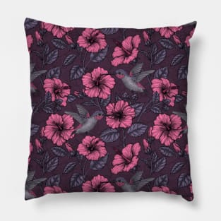 Night tropical garden pink and violet Pillow