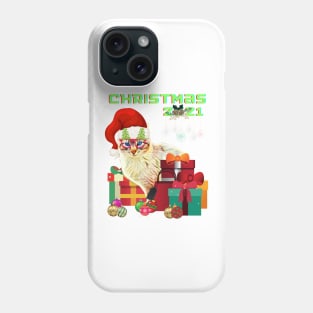 Merry Christmas 2021, Cat with a hat, Christmas gift Phone Case