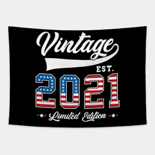 2nd Birthday Patriotic Vintage 2021 USA Flag 4th of July Tapestry