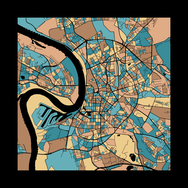 Dusseldorf Map Pattern in Mid Century Pastel by PatternMaps