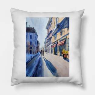 Cityscape pattern in watercolors Pillow