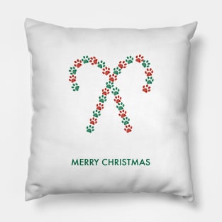 Made of paw prints christmas candy paw print green and red Pillow