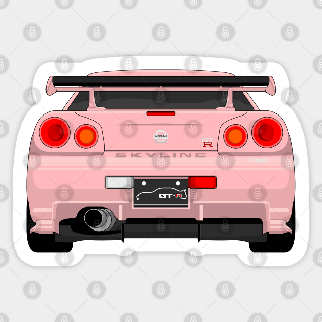 Gtr R34 Pink Nissan Skyline Gtr R34 Sticker Teepublic