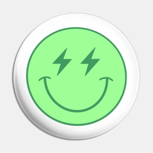 green lightning bolt smiley face Pin