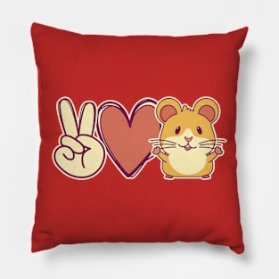 Peace Love Hamster Cute Kawaii Rodent Lover Pillow