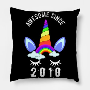 Awesome Since 2010 unicorn birthday 10th gift shirt Pillow