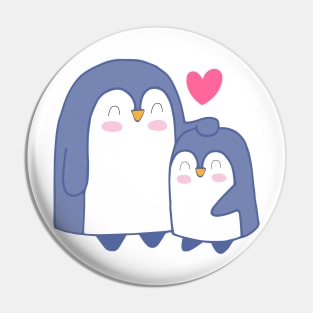 Cartoon Cute Penguin Family Art Pin