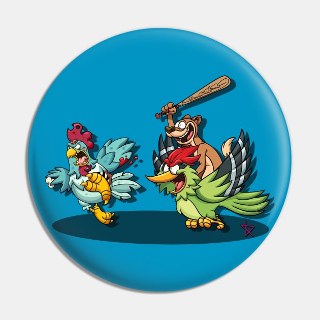the Great Zombie Chicken Baseball Bat Race Pin by Sarcs House of Monkey Heads and Weird Shit