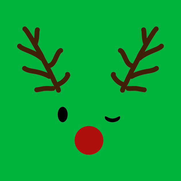 Fun Christmas Spirit Red Nosed Reindeer Wink Cute & Simple by twizzler3b