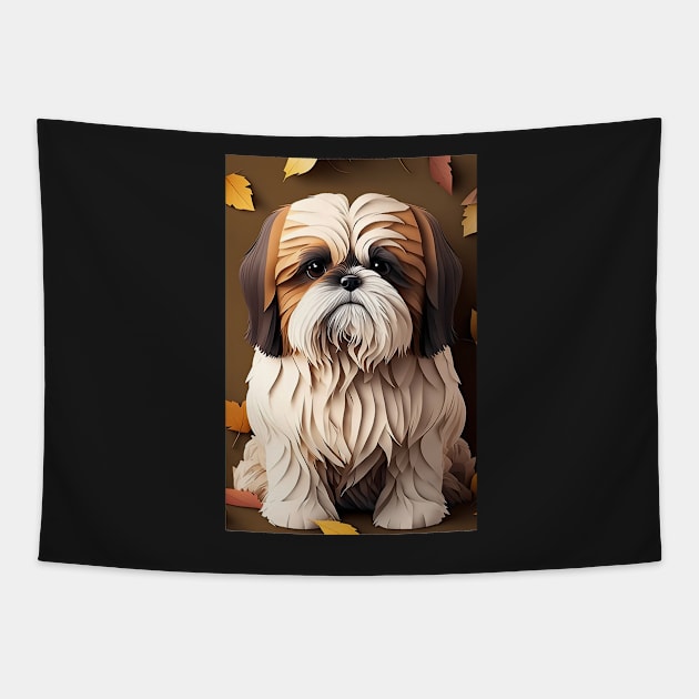 Super Cute Shih Tzu Portrait Tapestry by KoolArtDistrict