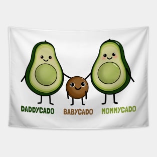 Cute avocado Family Daddy Babby and MommyCado Tapestry