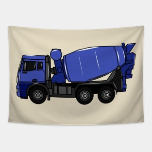 Concrete mixing transport truck cartoon Tapestry