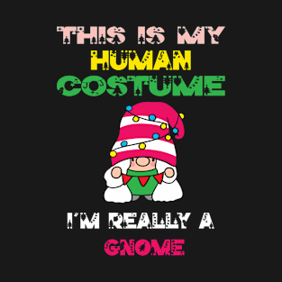 This Is My Human Costume I'm Really A Gnome Lover Christmas Gift Idea Gnome Cartoon T-Shirt