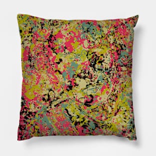 Yellow Painted Abstract Swirls Pattern Pillow