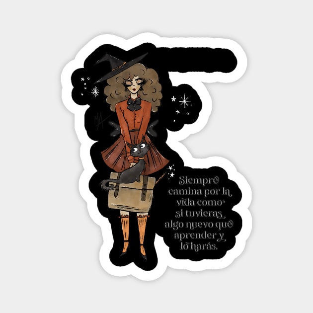 Teacher Witch with Spanish Quote (transparent background) Magnet by The Mindful Maestra