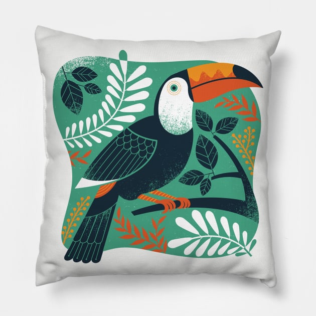 Toucan Pillow by Lucie Rice Illustration and Design, LLC