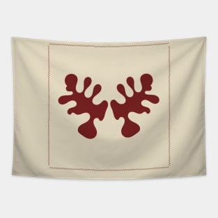 Dark Red Abstract Design with Stitched Edge Tapestry