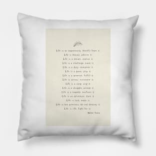 Life Is - Mother Teresa Christian Quote Pillow