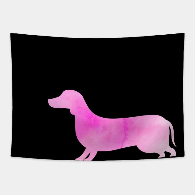 Dachshund Dog Pink watercolor Silhouette Tapestry by BadrooGraphics Store