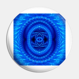 CIRCULAR NEON BLUE FLORAL FANTASY Pin