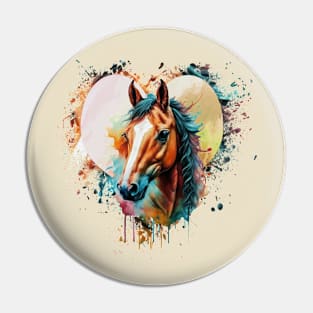 Horse Lover Paint Splatter Graphic Art Pin