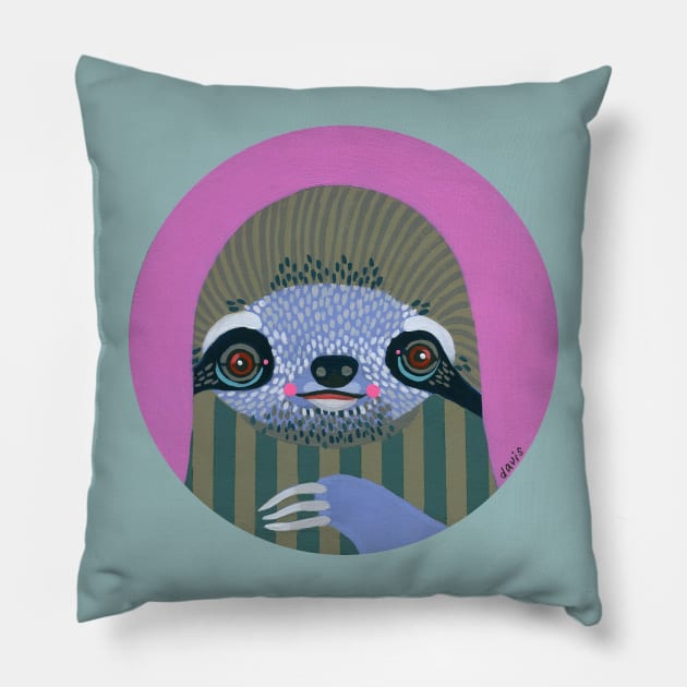 Sloth Pillow by jenniferdavisart