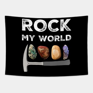 ROCK MY WORLD - Geology Pick Hammer Rockhound Rockhounding Tapestry