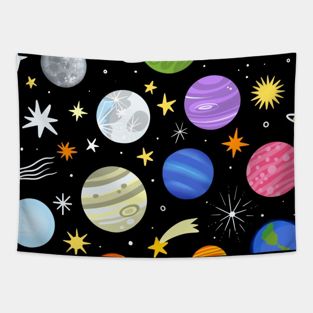 Stars & Planets Tapestry by Salty Siren Studios